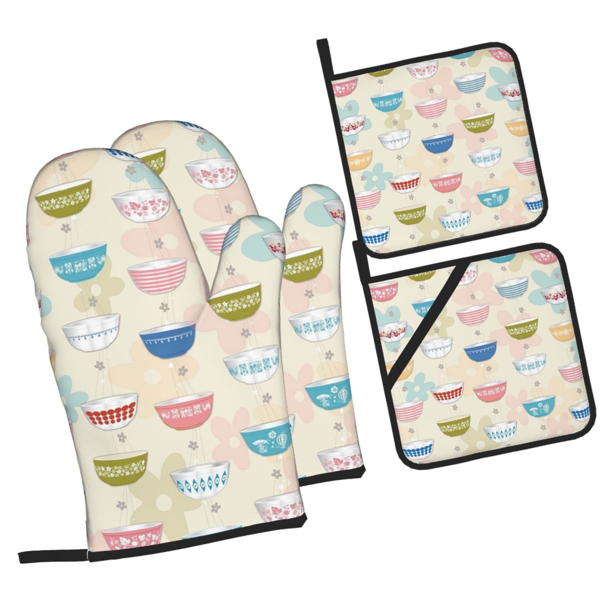 Vintage Collectible Pyrex - Vintage Pyrex Bowls Collection Oven Mitts